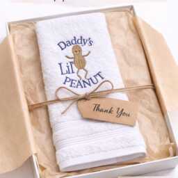 Daddy's Little Peanut Embroidered Hand Towel - Baby Gift Kitchen Decor - thumbnail 4