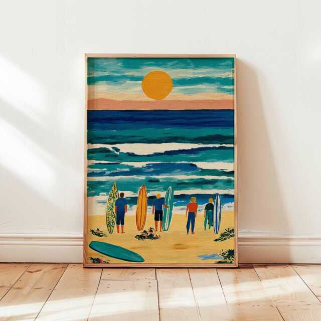 Surf Boards Print, Beach Wall Art, Ocean Decor, Surfing Poster, Coastal Summer Gift Idea - image 1