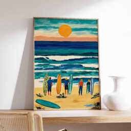Surf Boards Print, Beach Wall Art, Ocean Decor, Surfing Poster, Coastal Summer Gift Idea - thumbnail 2