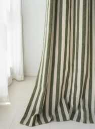5 Colors, A Pair Of Green Striped Chenille Curtains, Custom Curtain Panel, Living Room Custom Made, Divider