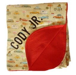 Handmade Cars Motif Flannel Baby Blankets Custom Embroidered