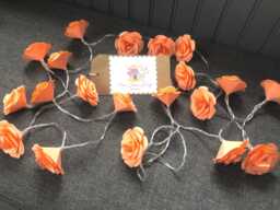 Set Of 20 Origami Rose Fairy Lights Peach/Orange Paper Flower Garland - thumbnail 1
