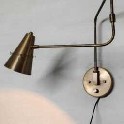 Vintage Brass Swing Arm Wall Sconce, Mid Century Modern Adjustable Lamp, Handmade Bedside Reading Light, Art Deco Lighting - thumbnail 2