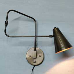 Vintage Brass Swing Arm Wall Sconce, Mid Century Modern Adjustable Lamp, Handmade Bedside Reading Light, Art Deco Lighting - thumbnail 3