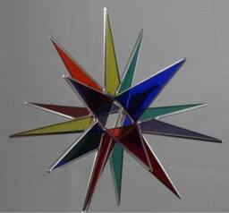 Moravian Star Christmas Tree Topper Stained Glass Bethlehem Ornament Multi-Color 18 Point Gift Advent North
