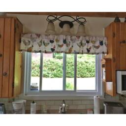 Window Valance Cafe Top Rod Pocket Curtain Treatment Pelmet Hens Header Treatments Kitchen Bathroom Chicken Hen Chickens Blue Green Brown - thumbnail 4