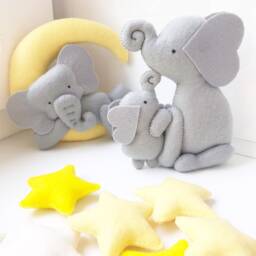 Elephant Crib Mobile, Jungle Baby Mobile Elephant, Safari Yellow & Gray Nursery Decor, Newbaby Gift, Neutral Animals - thumbnail 2
