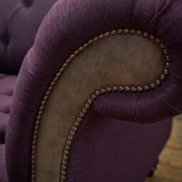 Handmade Purple Wool With Antique Grey Leather 3 Seater Chesterfield Sofa - thumbnail 3