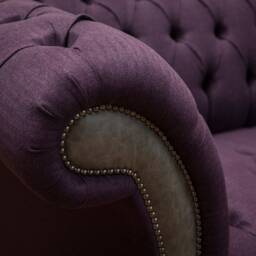 Handmade Purple Wool With Antique Grey Leather 3 Seater Chesterfield Sofa - thumbnail 4