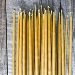 Set Of 10 Thin 100 % Natural Beeswax Hand-Dipping Candles/ Pencil Bee Wax Candles/Tall Tapers - thumbnail 3