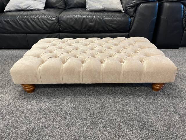 Handmade Chesterfield Footstool Coffee Table in Naple With Dark Oak Feet - image 1