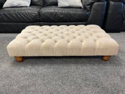 Handmade Chesterfield Footstool Coffee Table in Naple With Dark Oak Feet