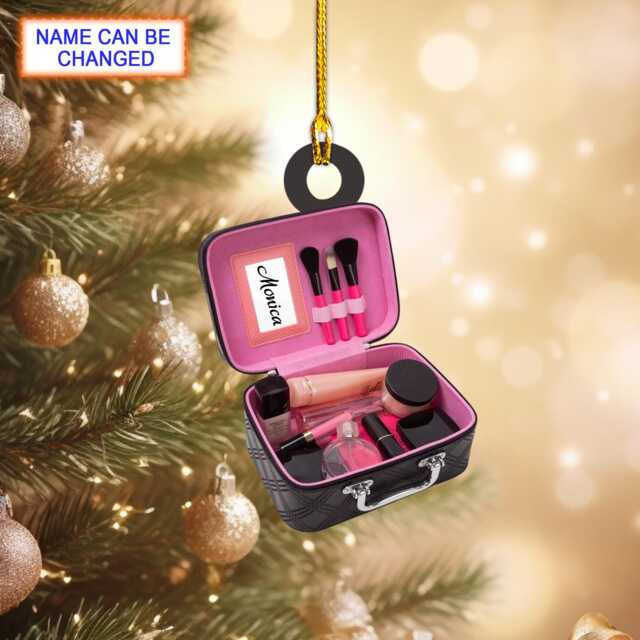Custom Name Makeup Box Personalized Ornament, Christmas Tree Hanging Decor, Flat 2D Lover Gift - image 1