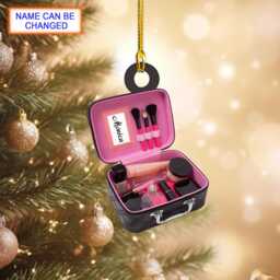 Custom Name Makeup Box Personalized Ornament, Christmas Tree Hanging Decor, Flat 2D Lover Gift - thumbnail 1