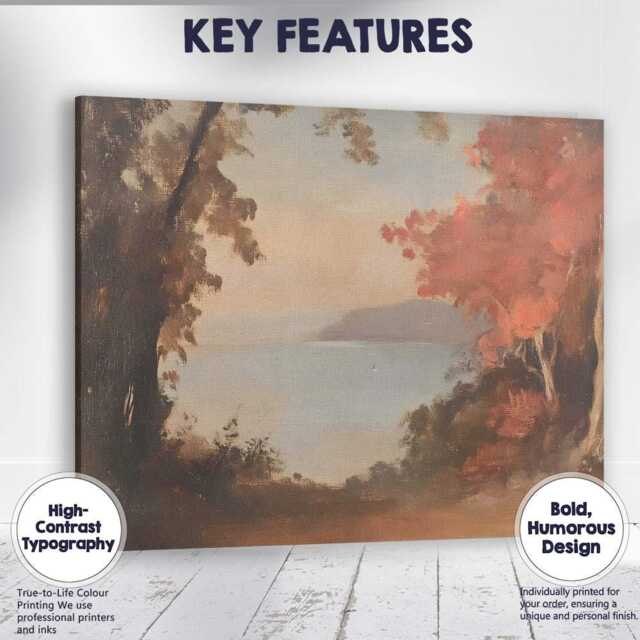Autumn Lakeside Woodland View Soft Impressionist Nature Canvas Wall Art Print Decor Picture Ready To Hang - image 1