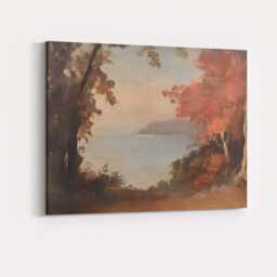 Autumn Lakeside Woodland View Soft Impressionist Nature Canvas Wall Art Print Decor Picture Ready To Hang - thumbnail 4