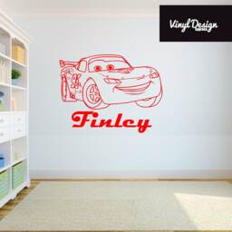 Cars Lightning Mcqueen Personalised Vinyl Wall Art Sticker For Childrens Bedroom - thumbnail 3