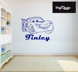 Cars Lightning Mcqueen Personalised Vinyl Wall Art Sticker For Childrens Bedroom - thumbnail 1