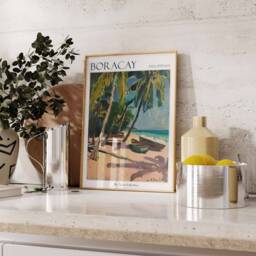 Boracay Philippines Travel Poster Tropical Beach Wall Art - thumbnail 2