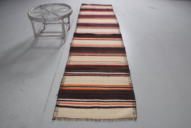 Vintage Rug, Oushak Rugs, Rugs For Area, Herki , Turkish Beige Anatolian 2.6x10.5 Ft Area Organic Dining Room Rug - image 1