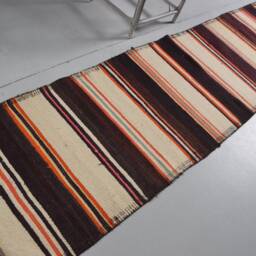 Vintage Rug, Oushak Rugs, Rugs For Area, Herki , Turkish Beige Anatolian 2.6x10.5 Ft Area Organic Dining Room Rug - thumbnail 2