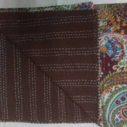 Perfect Bed Matching Indian Handmade Kantha Quilt, Throw Smooth Touch Bedspread Size-Multi - thumbnail 2