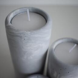 Handmade Concrete Tea Light Holder Set Marble Pillar Candle Decor - thumbnail 4