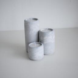 Handmade Concrete Tea Light Holder Set Marble Pillar Candle Decor - thumbnail 2