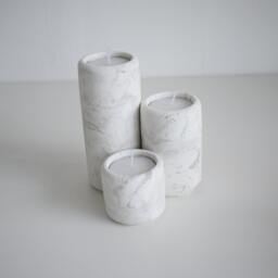 Handmade Concrete Tea Light Holder Set Marble Pillar Candle Decor - thumbnail 1