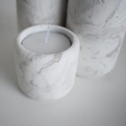 Handmade Concrete Tea Light Holder Set Marble Pillar Candle Decor - thumbnail 3