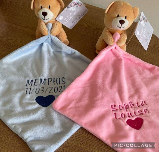 Personalised Embroidered Baby Bear Comforters - image 1