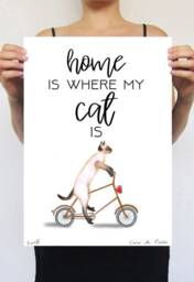 Cat Print, Home Is Where My Is, Cat Quote, Lovers, Cat Gift, Affordable Christmas Gift, Xmas, Kitten, Kitten Cat Deco - thumbnail 1