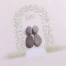 Personalised Wedding Pebble Picture - Framed Him & Her Art Gift Flower Arch - thumbnail 2