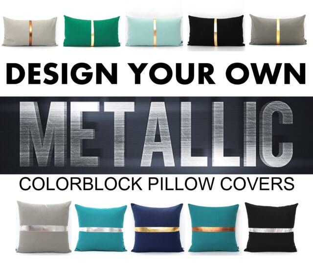 Custom Metallic Colorblock Pillow Cover, Design Your Own All Sizes - Modern Pillow, Home Gifts For You - image 1