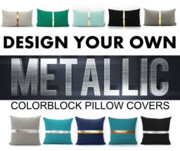 Custom Metallic Colorblock Pillow Cover, Design Your Own All Sizes - Modern Pillow, Home Gifts For You - thumbnail 1
