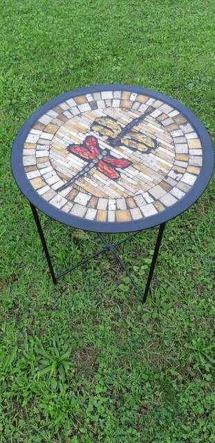 Dragonfly Mosaic Coffee Table Natural Stone Patio Decor - image 1
