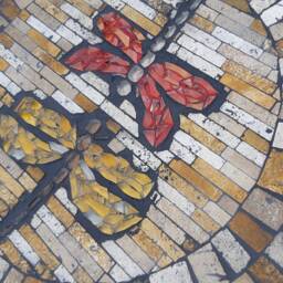 Dragonfly Mosaic Coffee Table Natural Stone Patio Decor - thumbnail 3