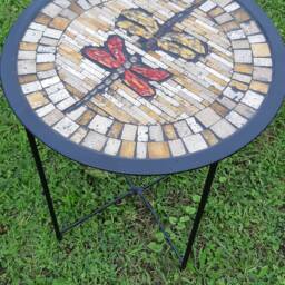Dragonfly Mosaic Coffee Table Natural Stone Patio Decor - thumbnail 2