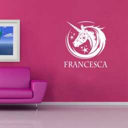 Mythical Unicorn & Name - Wall Sticker Children's Bedroom Nursery Vinyl Transfer Personalised - thumbnail 3