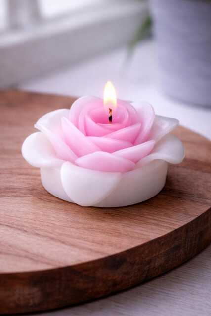 White & Pink Rose Candles - Handmade Floating Wedding Gift Romantic Table Decor Floral Candle - image 1
