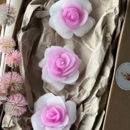 White & Pink Rose Candles - Handmade Floating Wedding Gift Romantic Table Decor Floral Candle - thumbnail 3
