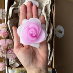 White & Pink Rose Candles - Handmade Floating Wedding Gift Romantic Table Decor Floral Candle - thumbnail 2