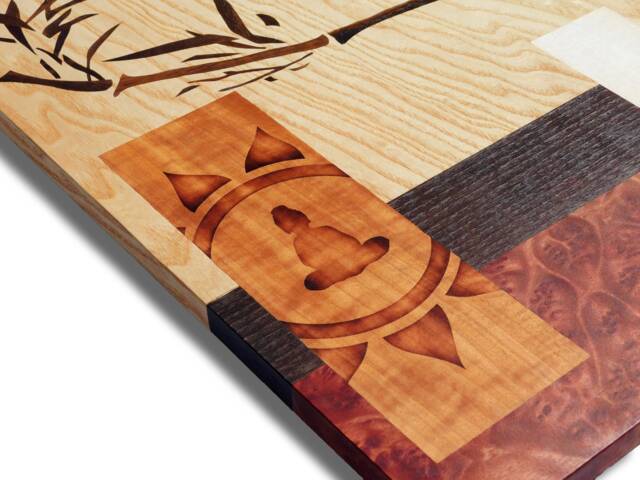 Japanese Wall Hanging Wood Art Marquetry - image 1