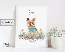 Personalized Yorkshire Terrier Print, Custom Dog Portrait, Yorkie Art - thumbnail 1