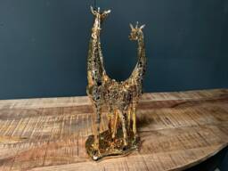 New Boxed Large Gold Mother & Baby Giraffe Statue - thumbnail 1
