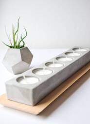 Concrete Tealight Holder 6 Piece - Wedding Centerpiece Table Tea Light Modern Candle Mantle Cement