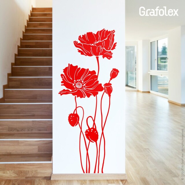 Wall Sticker Poppies Flower Poppy Floral Wall Decal Decoration Living Room Dining - W310 - image 1