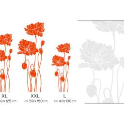 Wall Sticker Poppies Flower Poppy Floral Wall Decal Decoration Living Room Dining - W310 - thumbnail 3