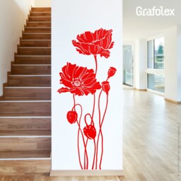 Wall Sticker Poppies Flower Poppy Floral Wall Decal Decoration Living Room Dining - W310 - thumbnail 1
