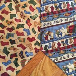 Christmas Tree Skirt, 56 Inch Diameter, Teresa Kogut Fabric, Quilted, Wildlife, Stockings - thumbnail 2
